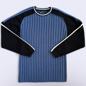Vintage 90s Y2K Color Block Ribbed Cotton Sweater Industrial Exchange
